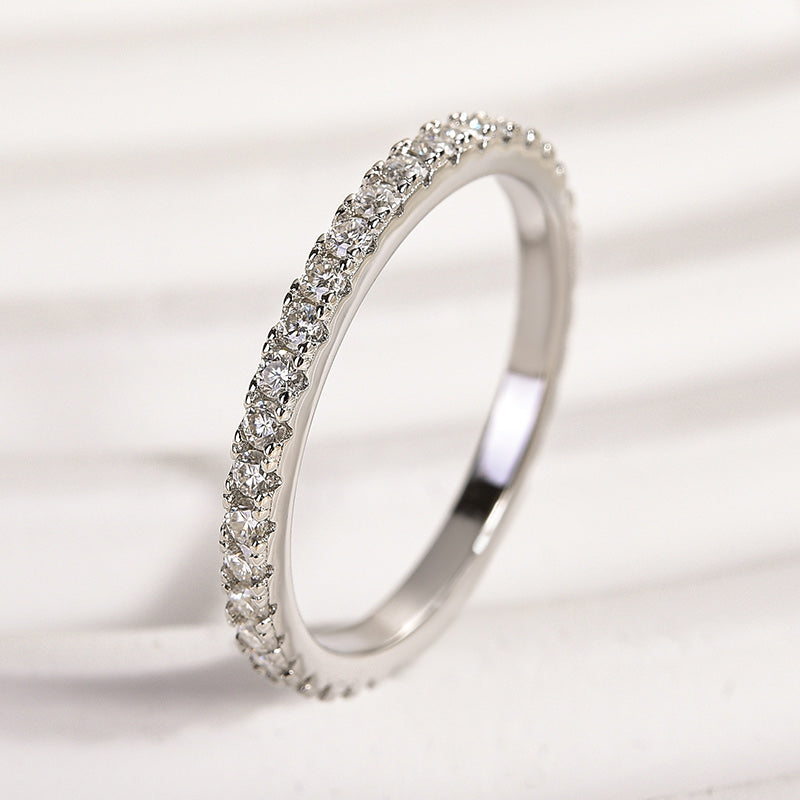 Tri-Gold Plated 925 Silver Moissanite Ring - 0.5ct Round White