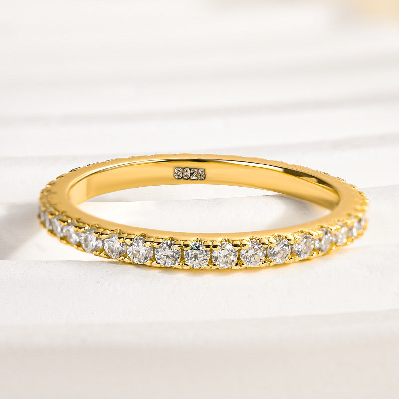 Tri-Gold Plated 925 Silver Moissanite Ring - 0.5ct Round White
