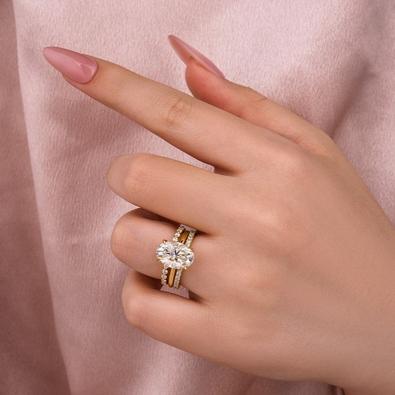 925 Silver 18K Gold Plated 4Ct Oval Moissanite Wedding