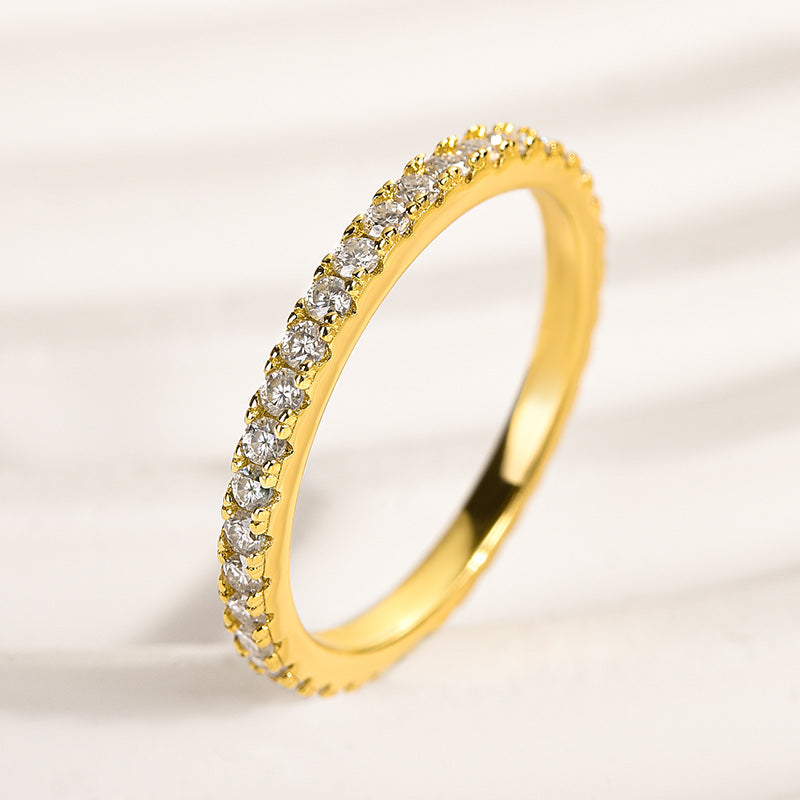Tri-Gold Plated 925 Silver Moissanite Ring - 0.5ct Round White