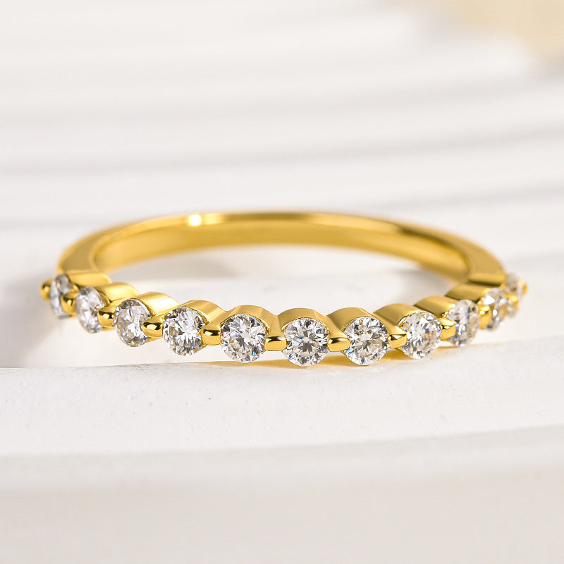 0.4Ct Moissanite Band Ring - White/Yellow Gold Plated 925 Silver