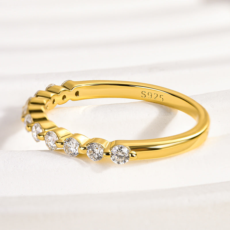 0.4Ct Moissanite Band Ring - White/Yellow Gold Plated 925 Silver