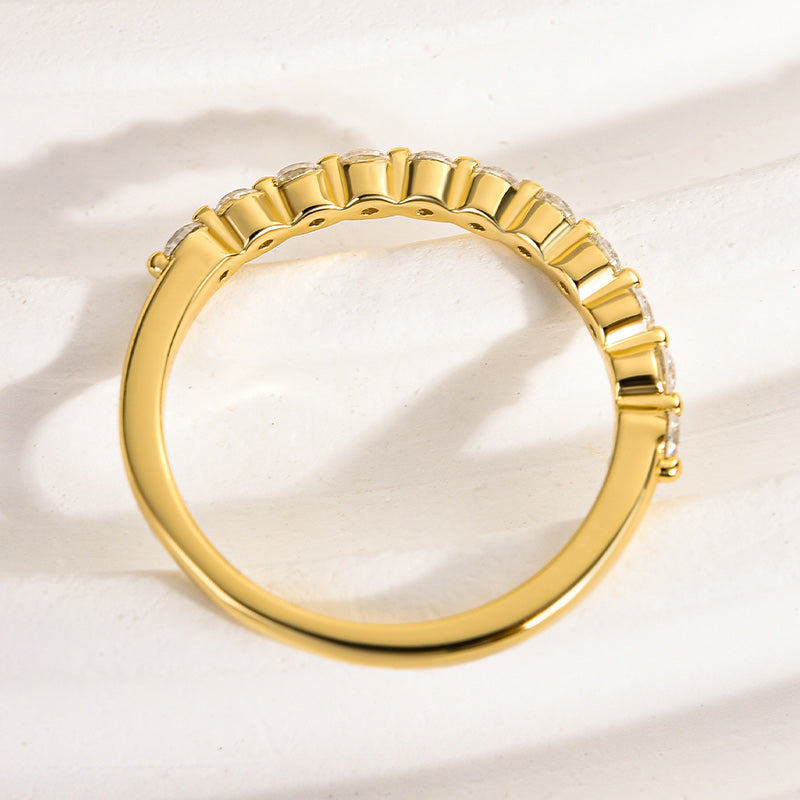 0.4Ct Moissanite Band Ring - White/Yellow Gold Plated 925 Silver