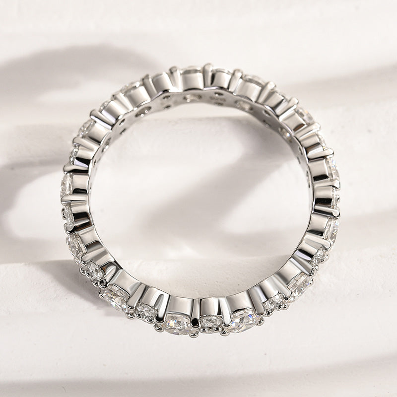 925 Sterling Silver Wedding Band with 2.0 Carat Simulated Diamonds