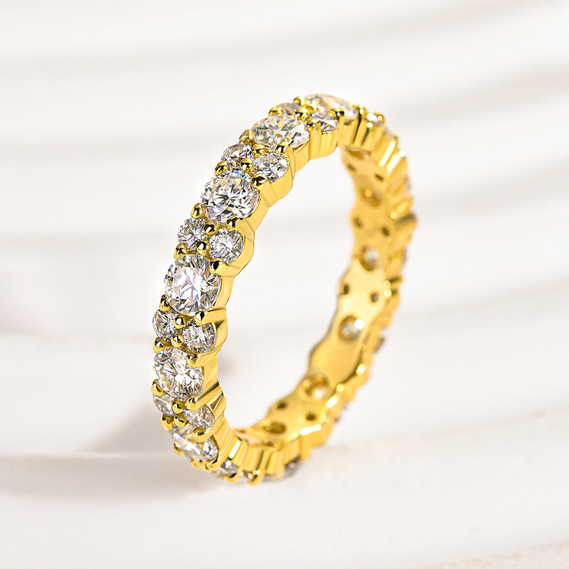 925 Sterling Silver Wedding Band with 2.0 Carat Simulated Diamonds