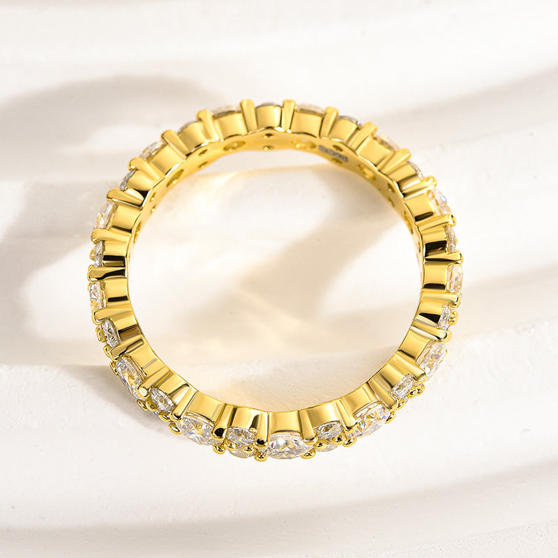 925 Sterling Silver Wedding Band with 2.0 Carat Simulated Diamonds