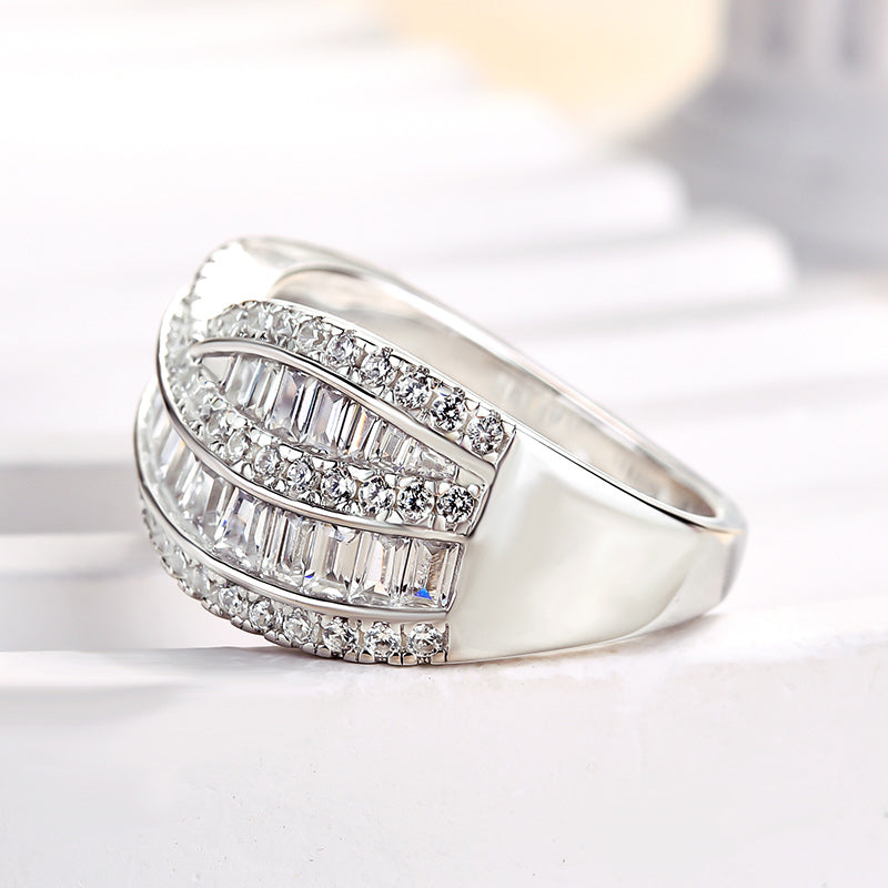 5.0ct Emerald & Round Cut Simulated Diamond Wedding Band