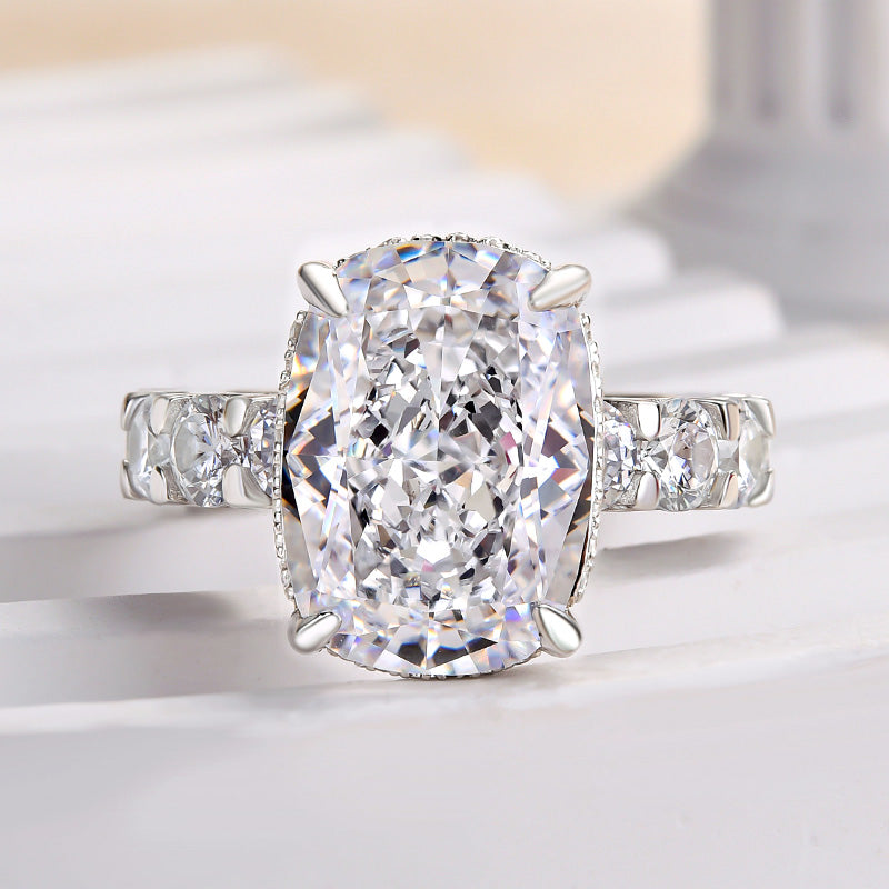 9.0 Carat Cushion-Cut Simulated Diamond Engagement Ring
