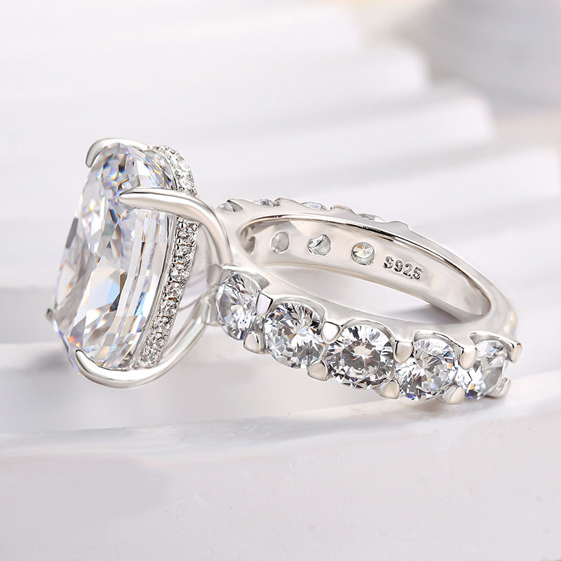9.0 Carat Cushion-Cut Simulated Diamond Engagement Ring