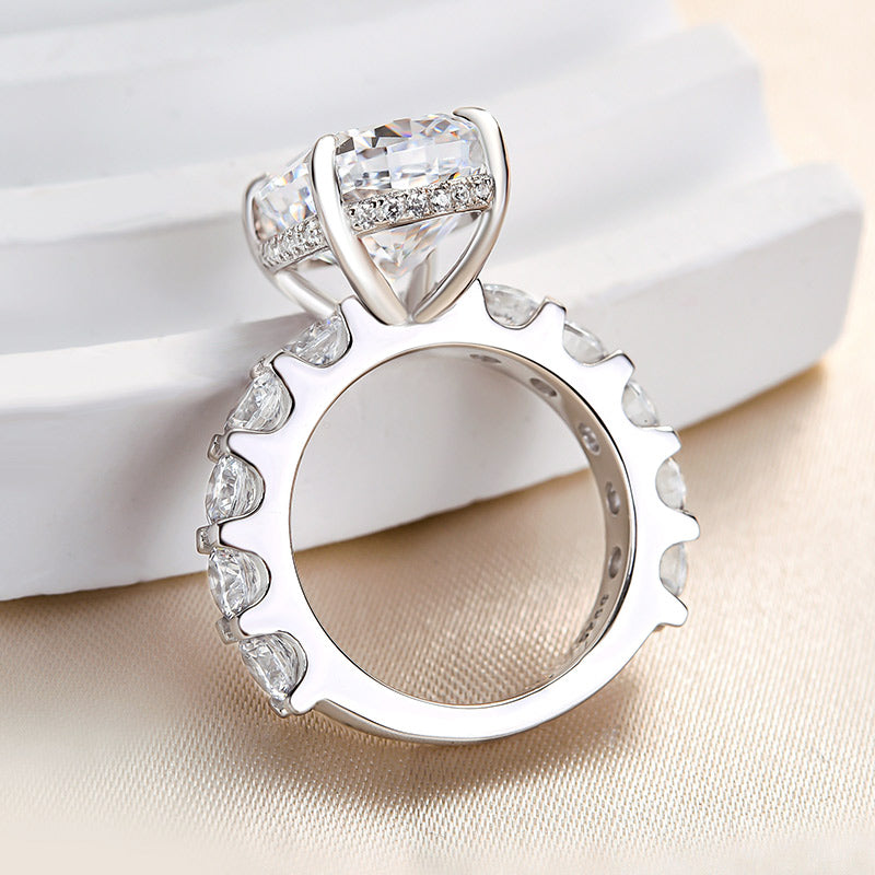 9.0 Carat Cushion-Cut Simulated Diamond Engagement Ring