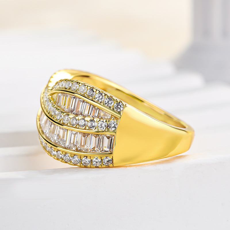 5.0ct Emerald & Round Cut Simulated Diamond Wedding Band