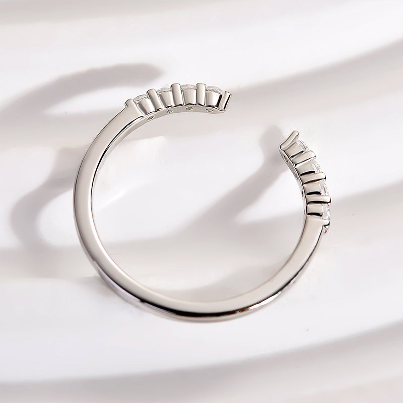 925 Silver Gold Plated Open Wedding Band with 0.3ct Simulated Diamonds