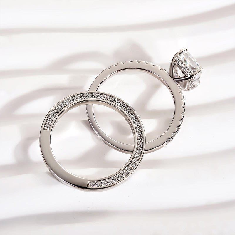 2Ct Radiant Cut Wedding Ring Set - 925 Silver White Gold Plated
