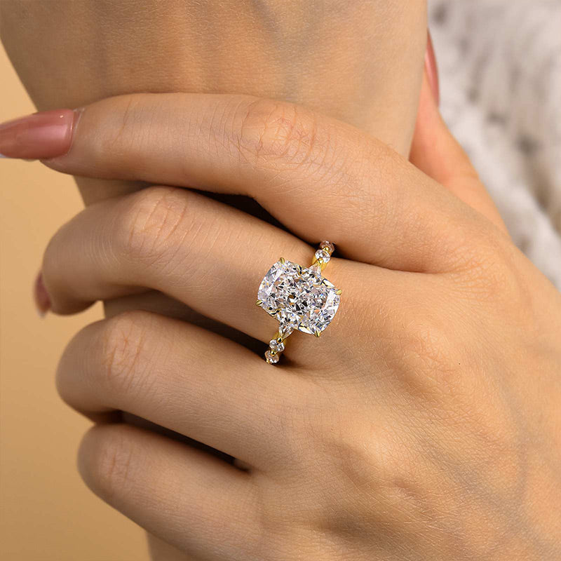 4.5 Carat Cushion-Cut Simulated Diamond Engagement Ring