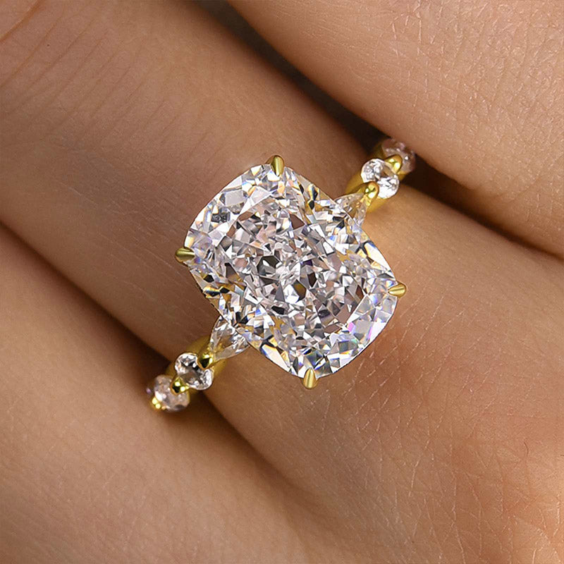 4.5 Carat Cushion-Cut Simulated Diamond Engagement Ring