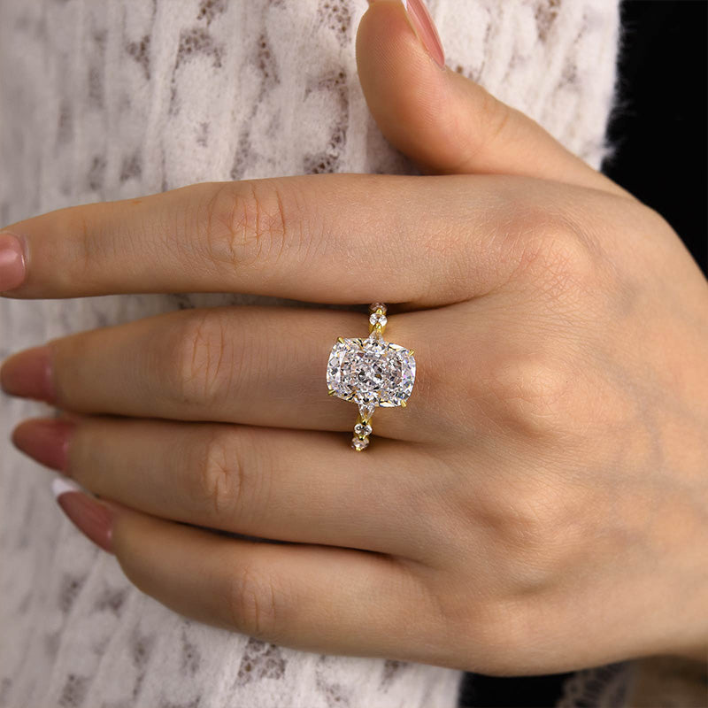 4.5 Carat Cushion-Cut Simulated Diamond Engagement Ring