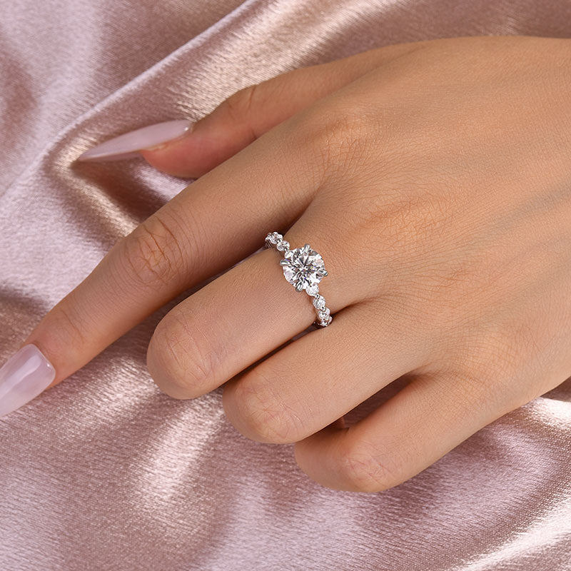 2.0Ct Round Moissanite Ring - White/Yellow Gold Plated 925 Silver