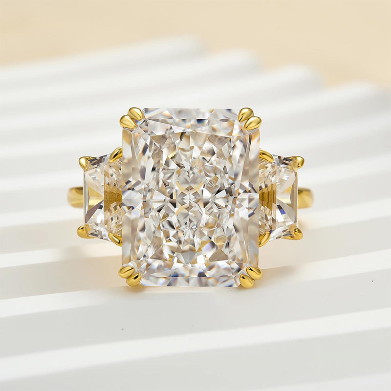 8.0Ct Radiant Cut Three-Stone Diamond Ring