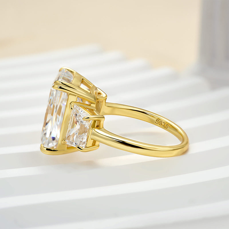 8.0Ct Radiant Cut Three-Stone Diamond Ring