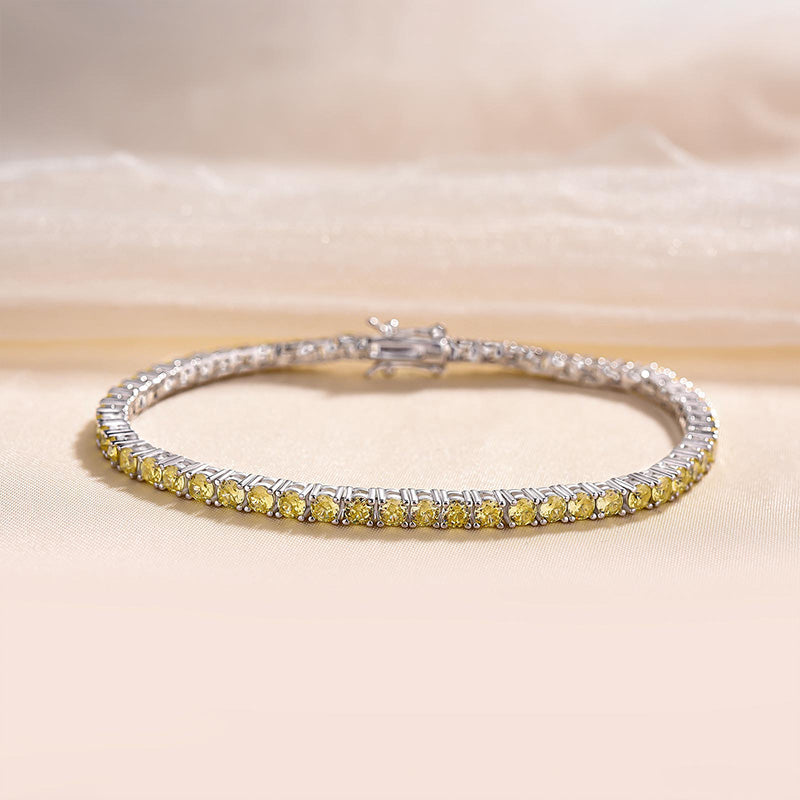 Radiant Yellow Sapphire Simulated Diamond Bracelet in White Gold