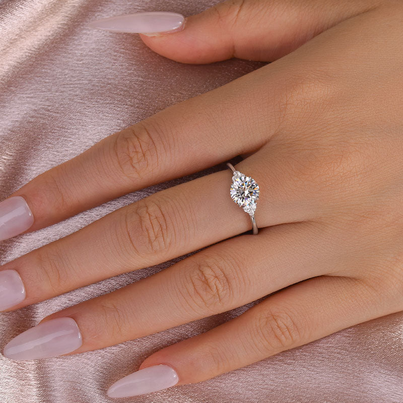 1.2Ct 4-Prong Moissanite Ring - 7mm White Gold w/Diamonds