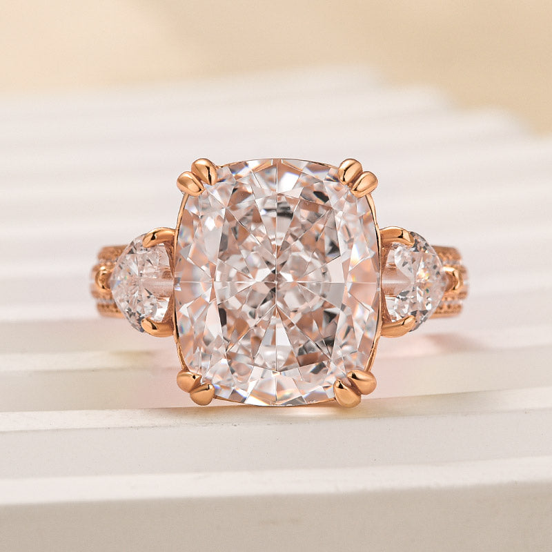 7Ct Cushion Cut Engagement Ring 925 Silver Three Gold Options