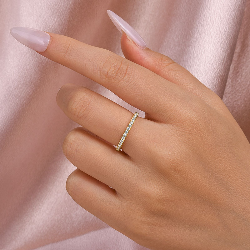 Tri-Gold Plated 925 Silver Moissanite Ring - 0.5ct Round White