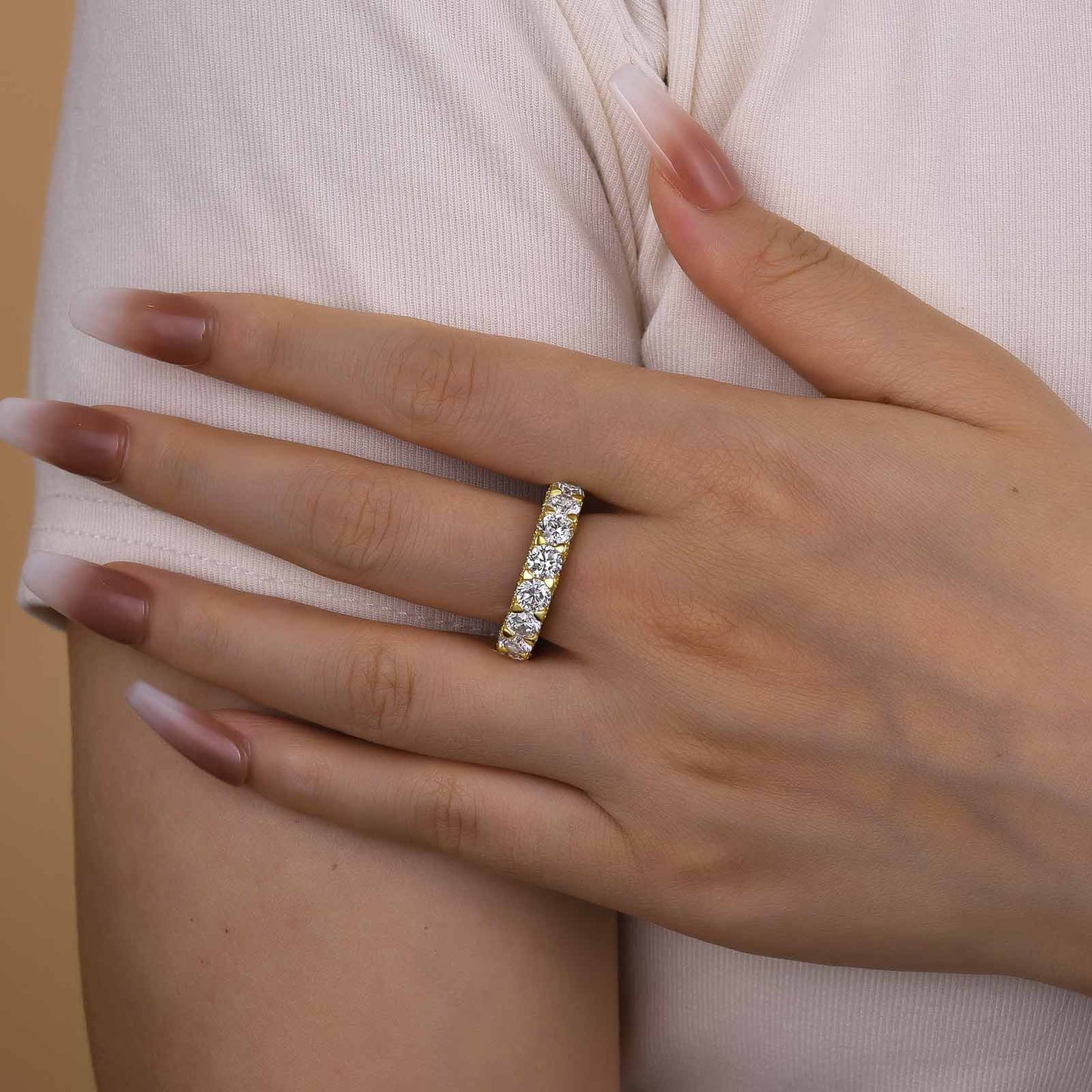 5.0 Carat Simulated Diamond Wedding Band in 925 Silver
