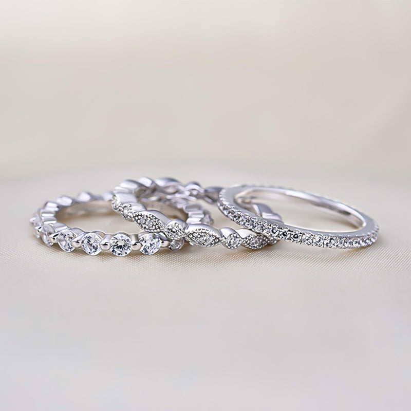 Timeless Wedding Band Set - 925 Silver, 2.0ct Sona Simulated Diamonds