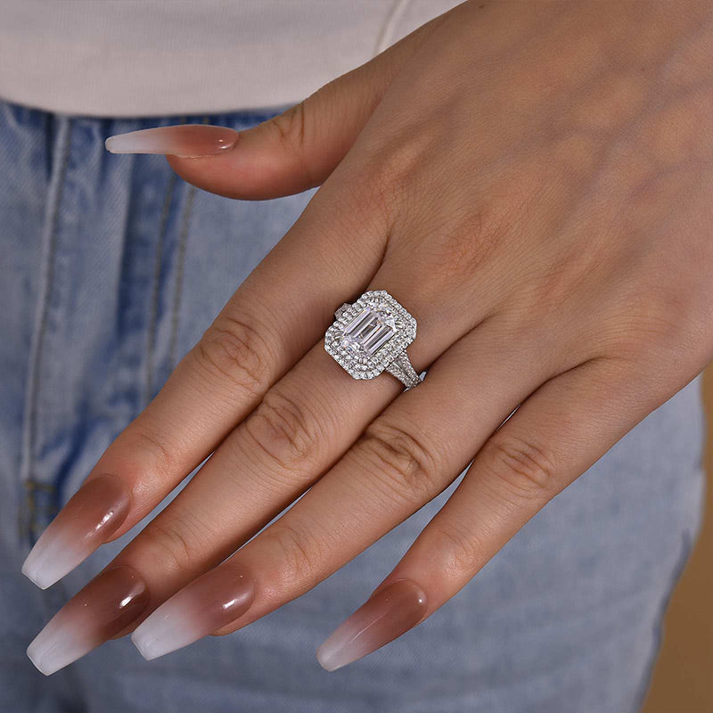 Timeless Emerald Cut Diamond Halo Ring
