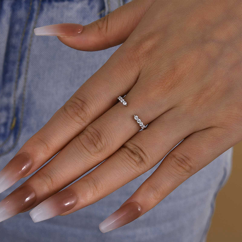 925 Silver Gold Plated Open Wedding Band with 0.3ct Simulated Diamonds
