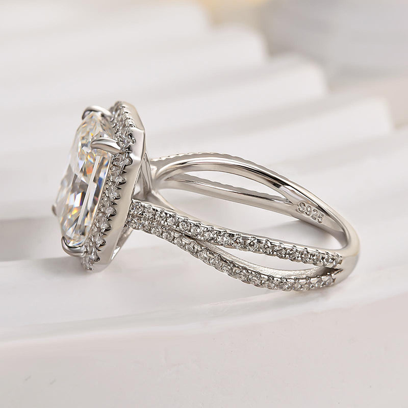 4Ct Radiant Cut G Color Simulated Diamond Ring 925 Silver White Gold