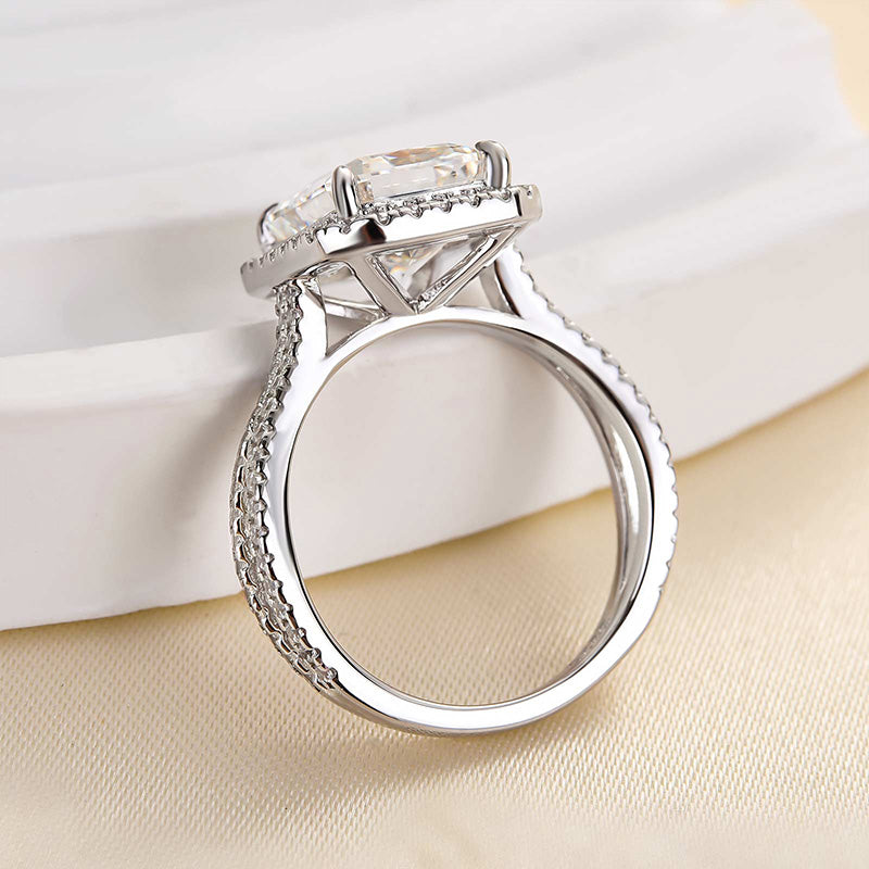 4Ct Radiant Cut G Color Simulated Diamond Ring 925 Silver White Gold