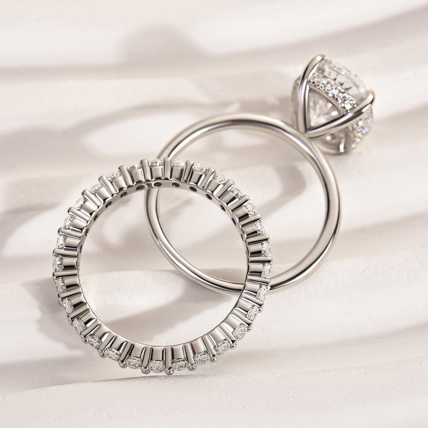 Oval Cut Simulated Diamond Ring Set in Sterling Silver