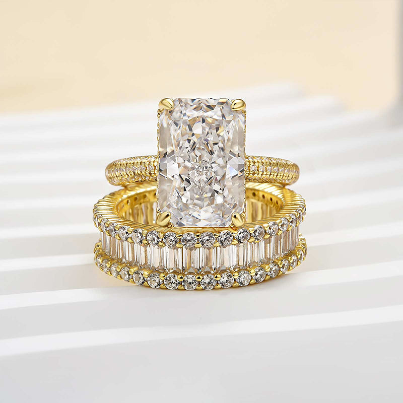 6ct Radiant Simulated Diamond Ring | Gold Plated | Aurogem