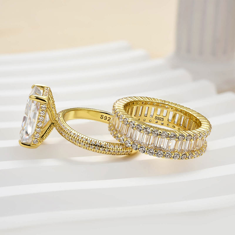 6ct Radiant Simulated Diamond Ring | Gold Plated | Aurogem