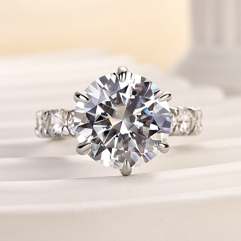 6ct Round Diamond Ring with 2ct Pavé Band