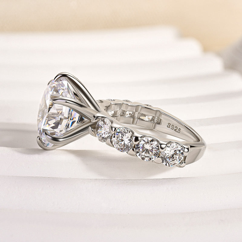 6ct Round Diamond Ring with 2ct Pavé Band