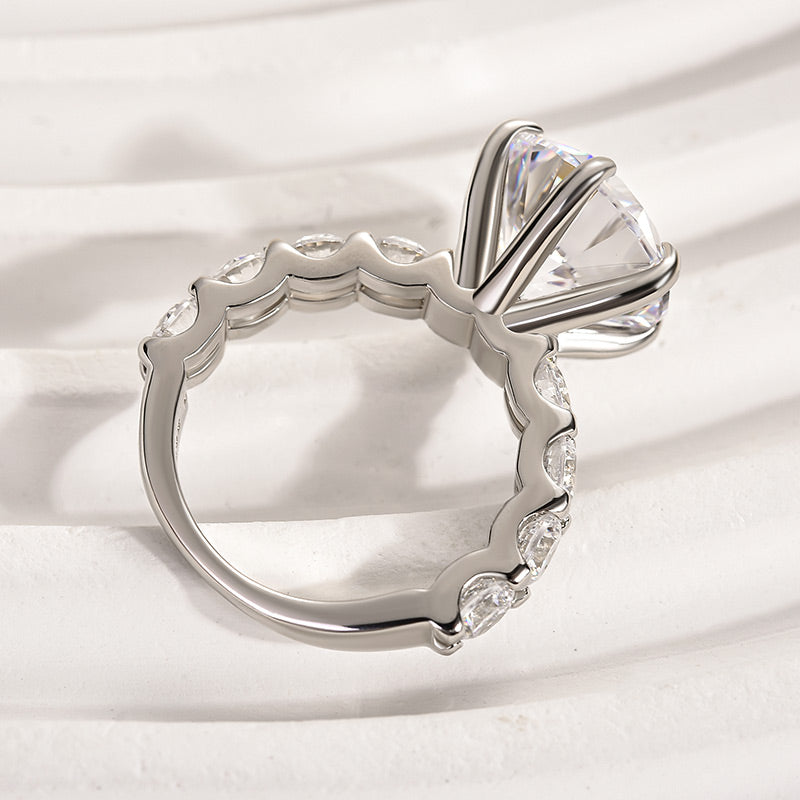 6ct Round Diamond Ring with 2ct Pavé Band