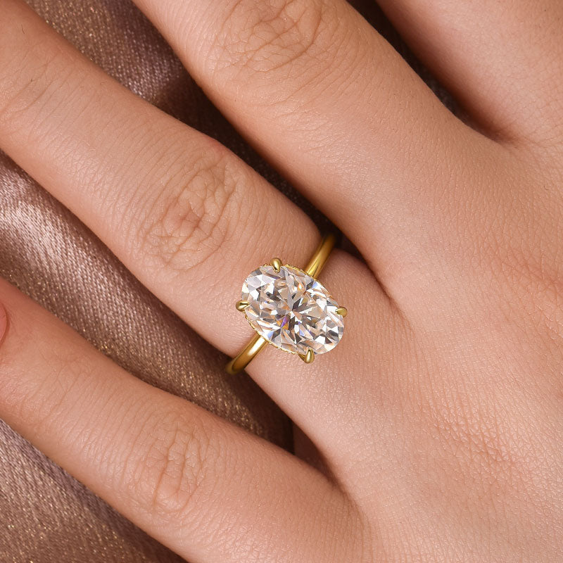 4 Carat Oval Moissanite Ring | 925 Sterling Silver White/Yellow/Rose Gold