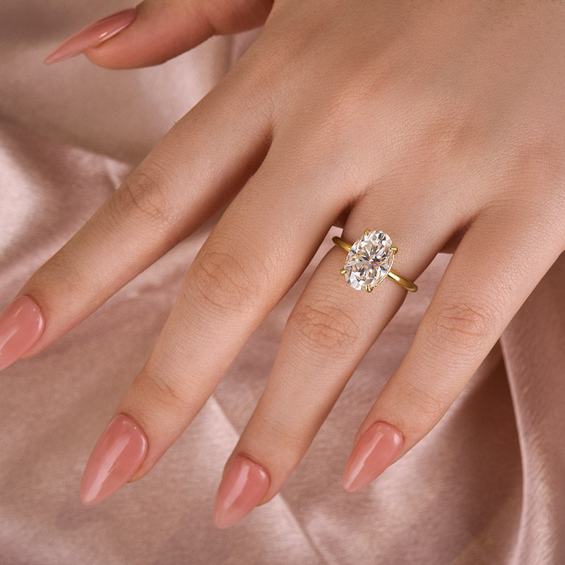 4 Carat Oval Moissanite Ring | 925 Sterling Silver White/Yellow/Rose Gold