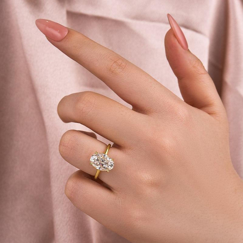 4 Carat Oval Moissanite Ring | 925 Sterling Silver White/Yellow/Rose Gold