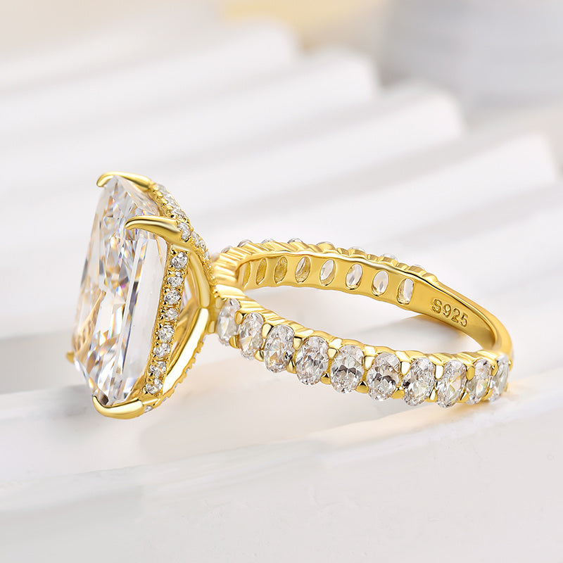 7 Carat Radiant Cut Engagement Ring Yellow Gold Plated