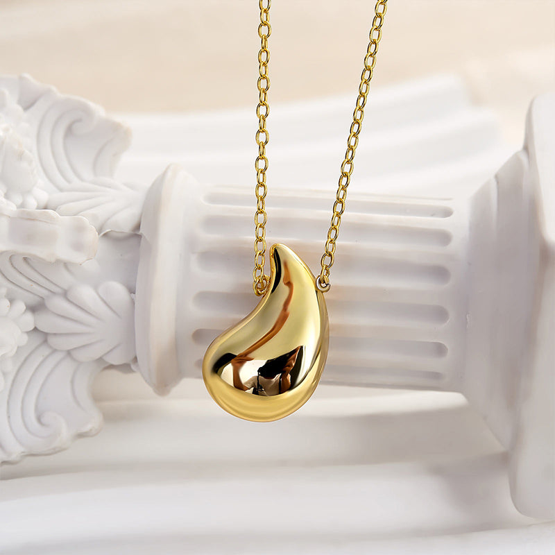 925 Silver Two-Tone 18mm Teardrop Pendant Necklace