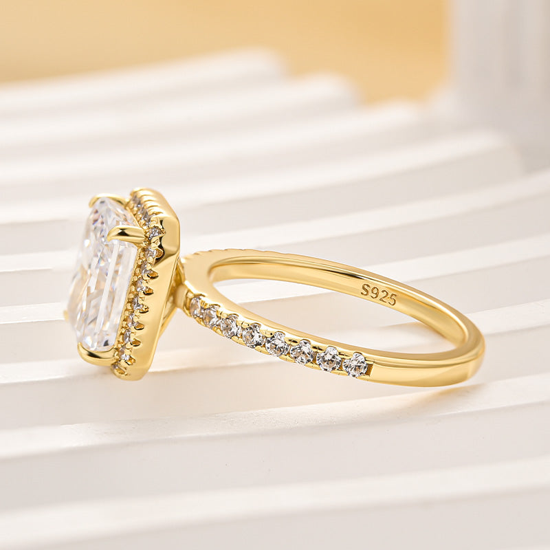 Radiant Cut Halo Engagement Ring Sterling Silver 3 Carat