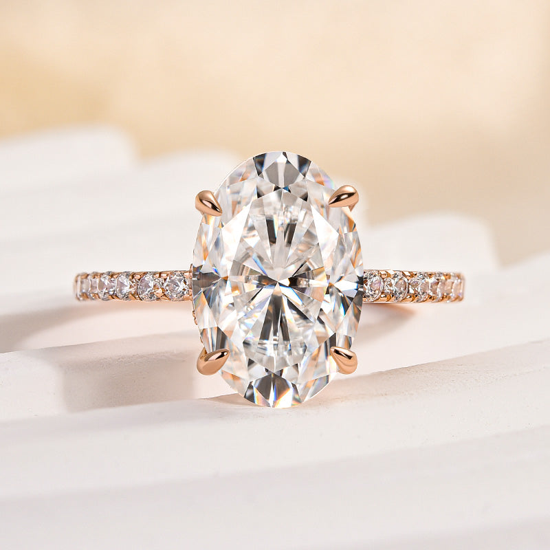 4.0Ct Oval Moissanite Engagement Ring