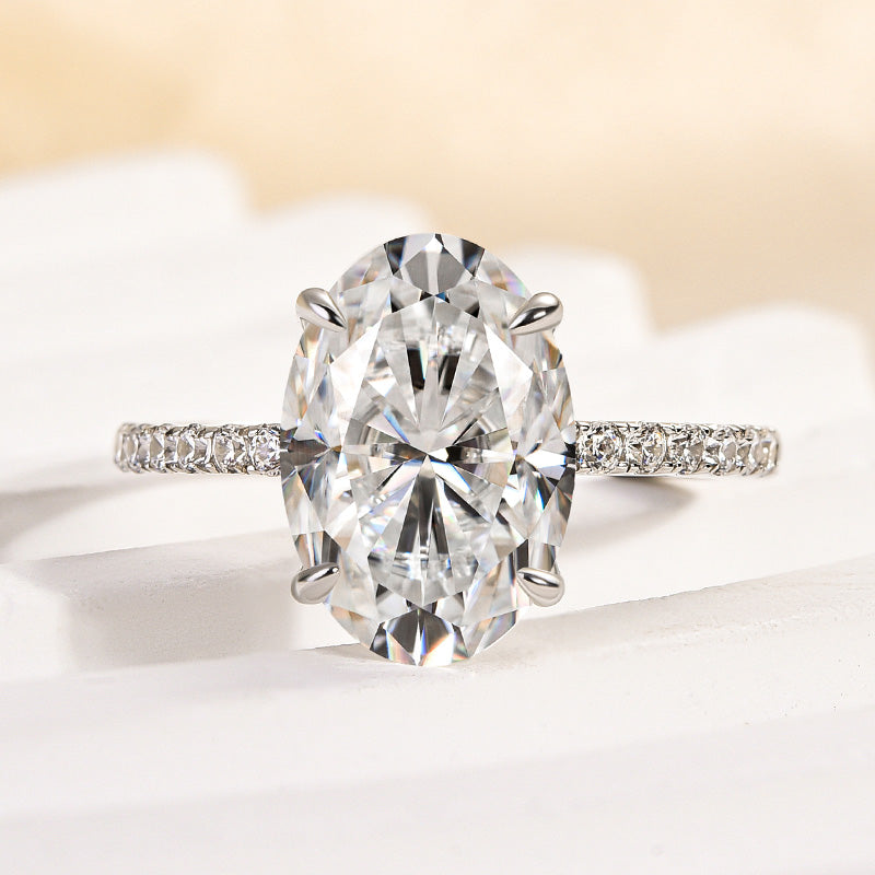 4.0Ct Oval Moissanite Engagement Ring