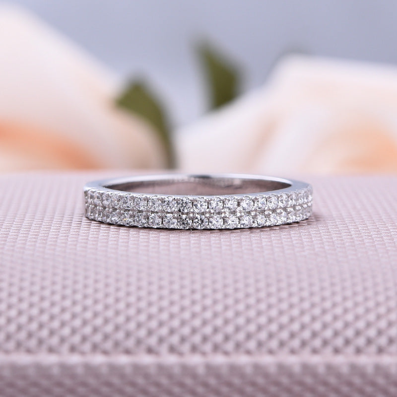 5.0 Carat Simulated Diamond Wedding Band Set in 18K White Gold Plated Sterling Silver