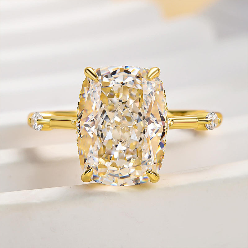 4.5 Carat Cushion-Cut Simulated Diamond Engagement Ring