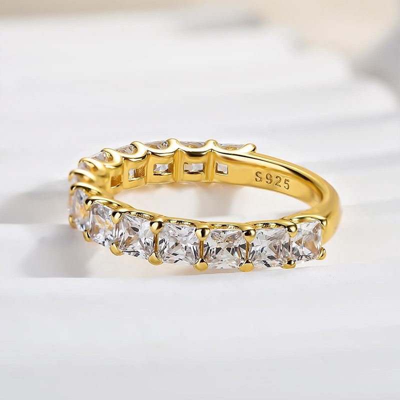 925 Sterling Silver Radiant Cut Simulated Diamond Wedding Band